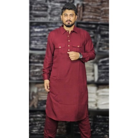 Cotton Kabli Set- Maroon