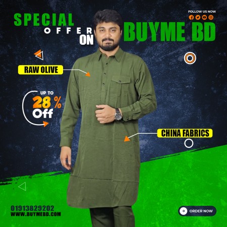 China Fabrics  single pocket  Kabli Set - Raw Olive