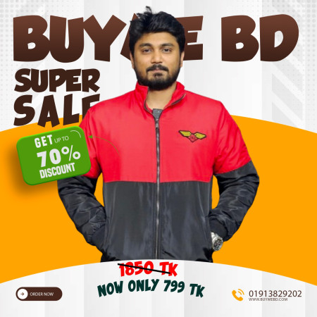 Winter high neck saskin padding jacket - Red & Black