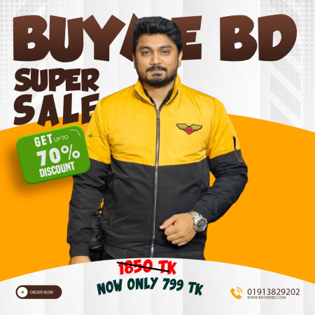 Winter high neck saskin padding jacket - Yellow & Black