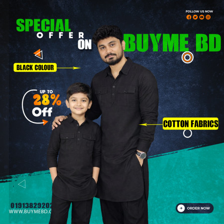 Father & son matching kabli Combo - Black