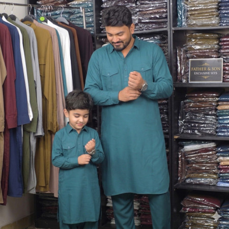 Father & son matching kabli Combo - petrol
