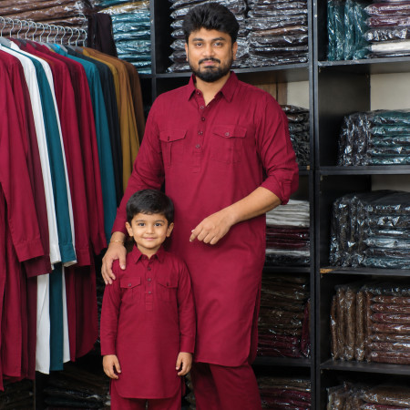 Father & son matching kabli Combo - Maroon